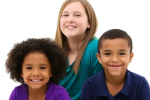 Multiracial Family Portrait Children Only Over White